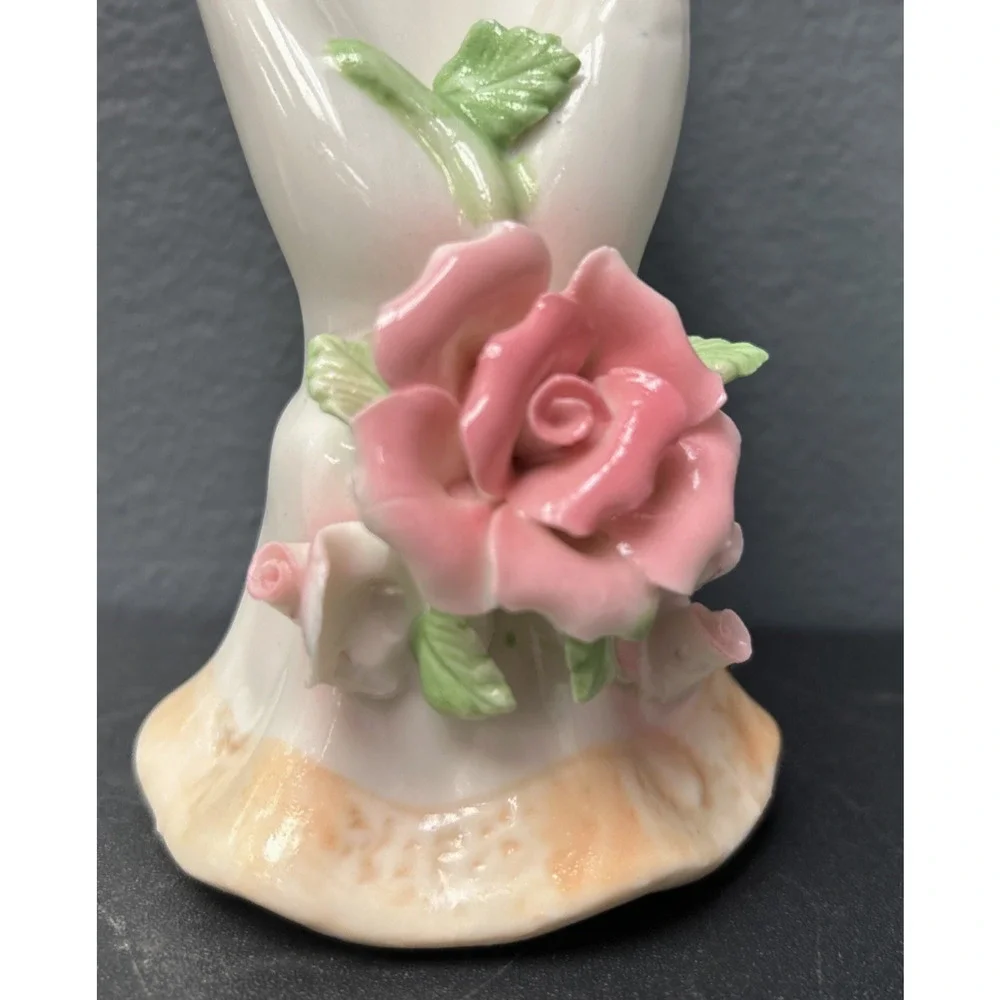 K's Collection Porcelain Hand Pink Rose Jewelry Ring Display Holder